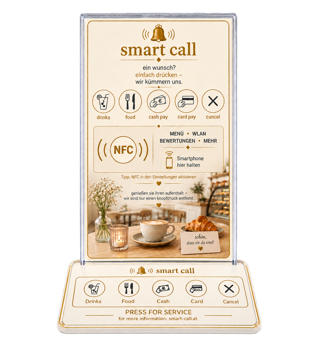 Weiße SmartCall Einlage mit markierter NFC-Zone